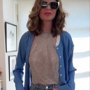 NWT ZARA TRINNY SILVER JEWELED HALTER CHAINMAIL LAYERING PIECE Ref:- 7901/465